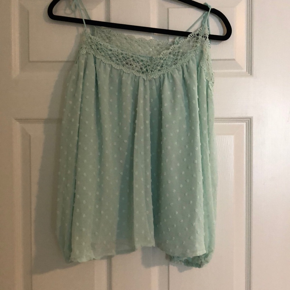 Mint green off the shoulder top